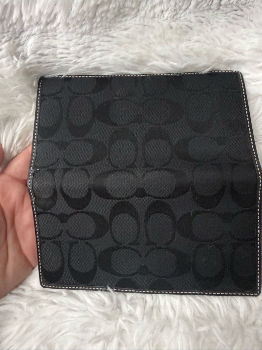 Coach Black Signature Pattern Checkbook Case - Picture 2 of 3